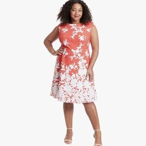 Floral Coral and White Dress